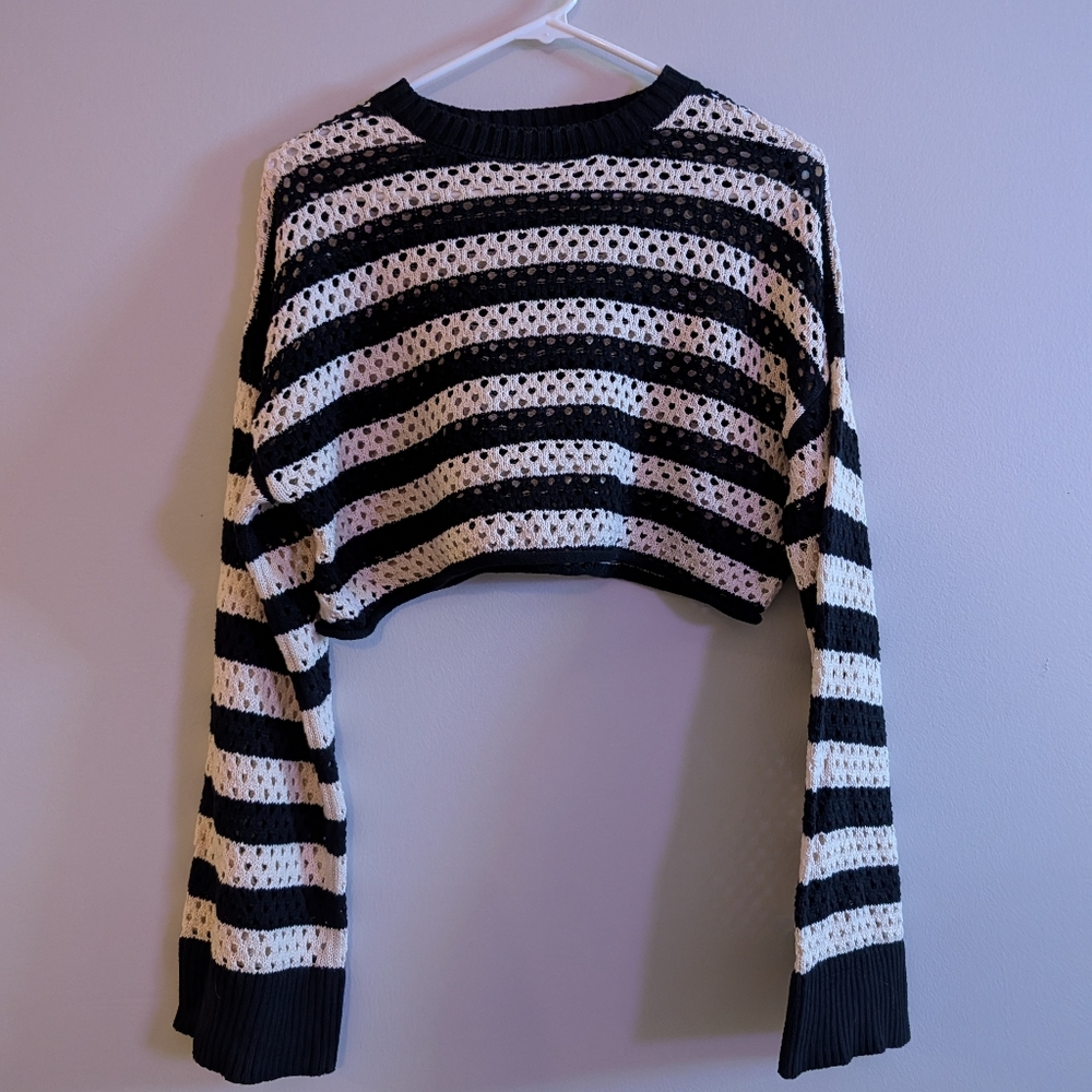 Future Collective Black and Cream Striped Sweater